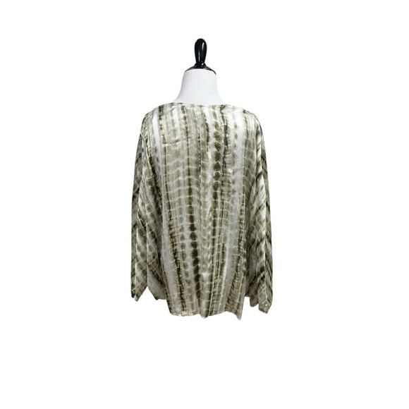 Cato Women's Size 18/20W Kaftan Blouse Top Sheer Tie-Dye Green Cover-Up - Picture 6 of 9